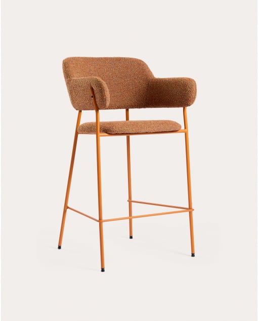 Taburete Alto de Tela y Metal (65 cm) Stana - Naranja Terra