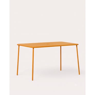 Mesa de Exterior Rectangular de Metal (130x78 cm) Mijail Naranja Terra - The Masie