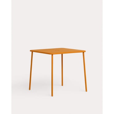 Mesa de Exterior Cuadrada de Metal (80x80 cm) Mijail Naranja Terra - The Masie
