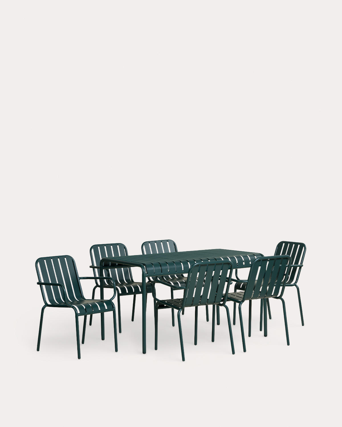Set de Mesa Rectangular (130x80 cm) y 6 Sillas con Resposabrazos de Metal Tavo, imagen de galer&iacute;a 1