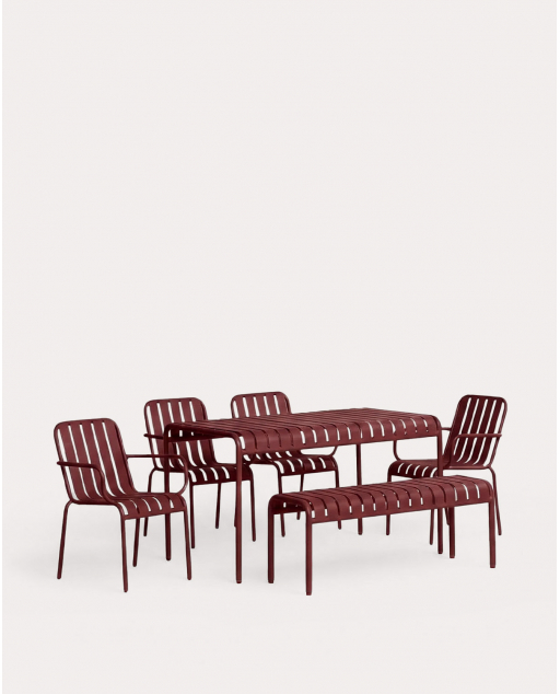 Set de Mesa Rectangular (130x80 cm) con 1 Banco y 4 Sillas de Metal Tavo de Exterior