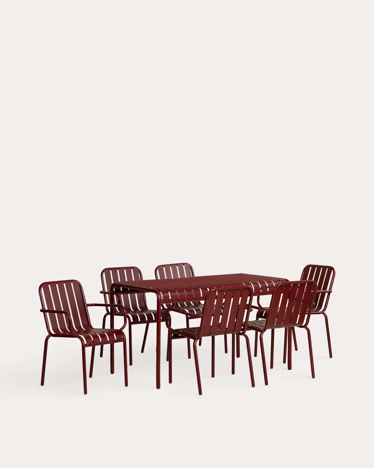 Set de Mesa Rectangular (130x80 cm) y 6 Sillas con Resposabrazos de Metal Tavo, imagen de galer&iacute;a 1