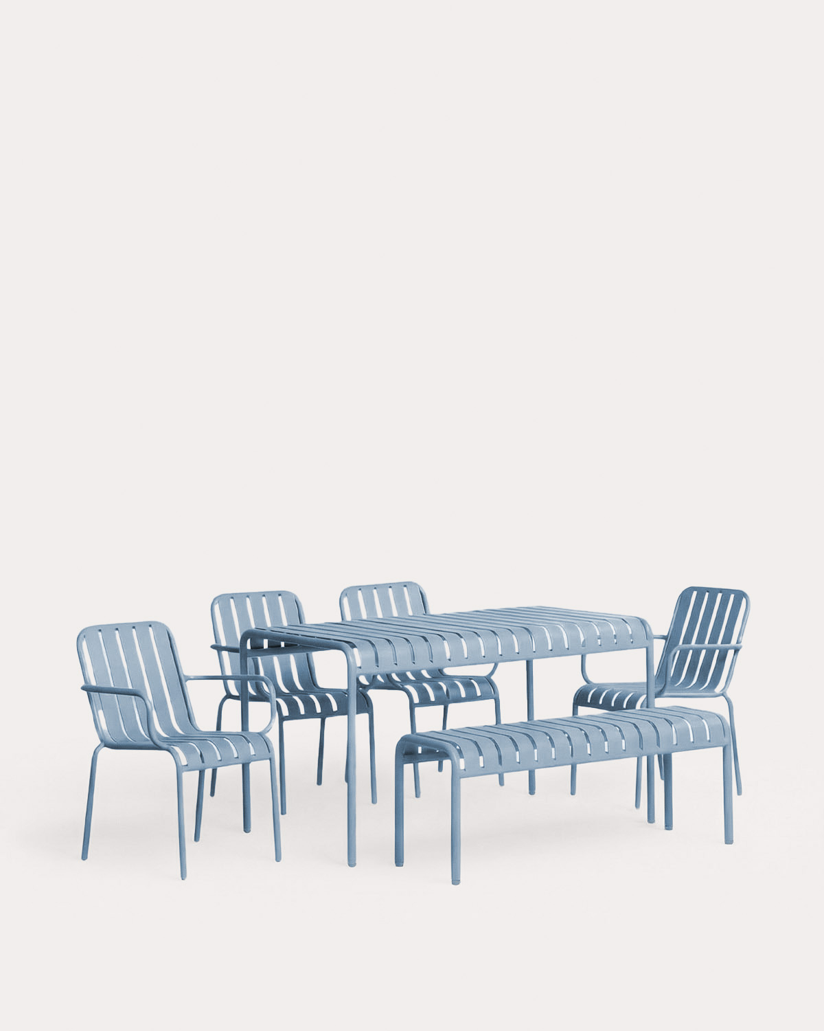 Set de Mesa Rectangular (130x80 cm) con 1 Banco y 4 Sillas de Metal Tavo de Exterior