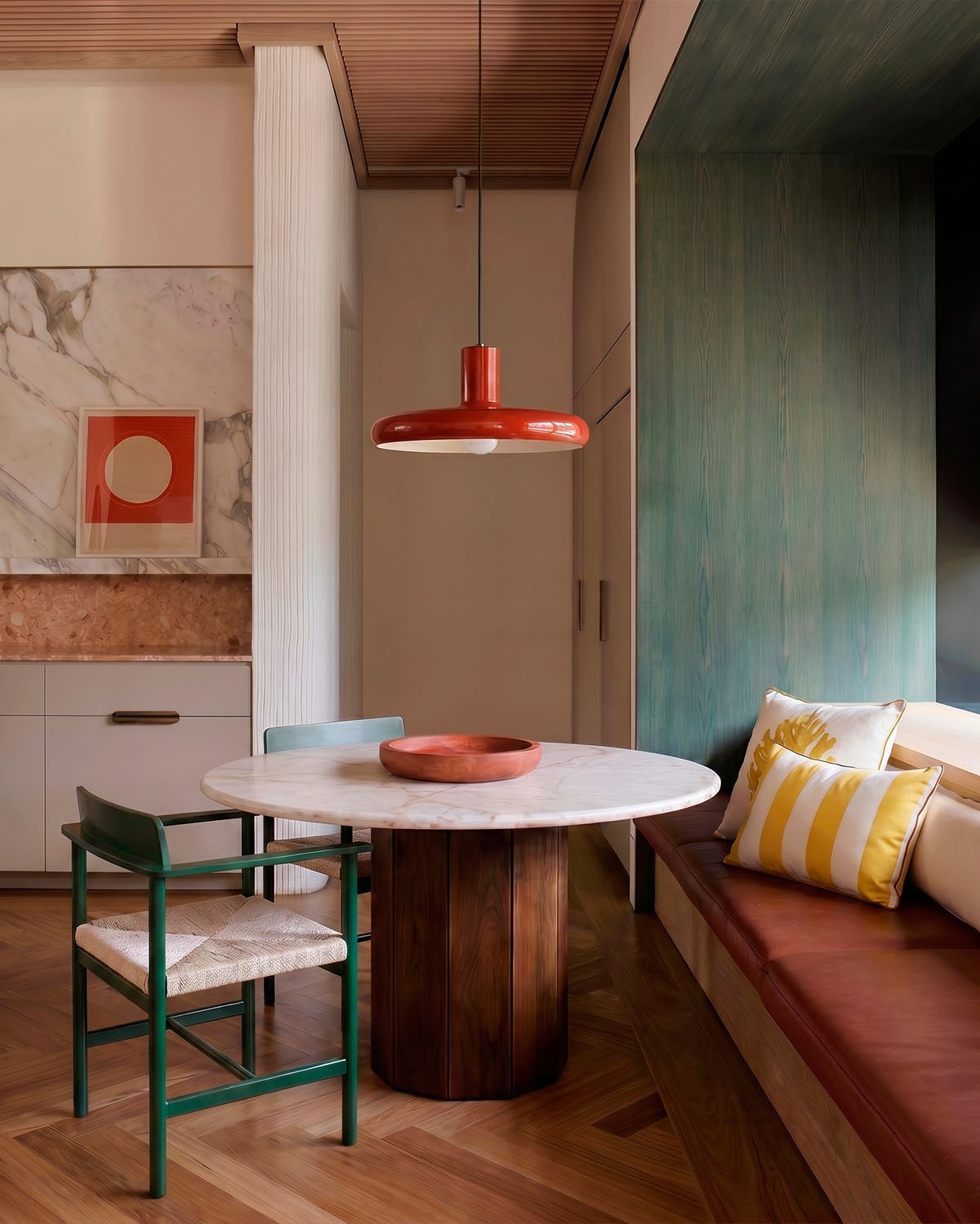 Mesa de Comedor Redonda de Mármol y Madera de Mango (Ø130 cm) Xanthe, imagen de galer&iacute;a 2