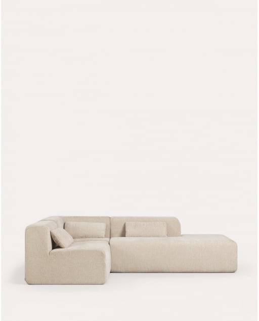 Sofá Modular Envasado al Vacío 3 Piezas con Módulo Chaise Longue, Módulo Esquinero y Módulo Central de Tela Rhys