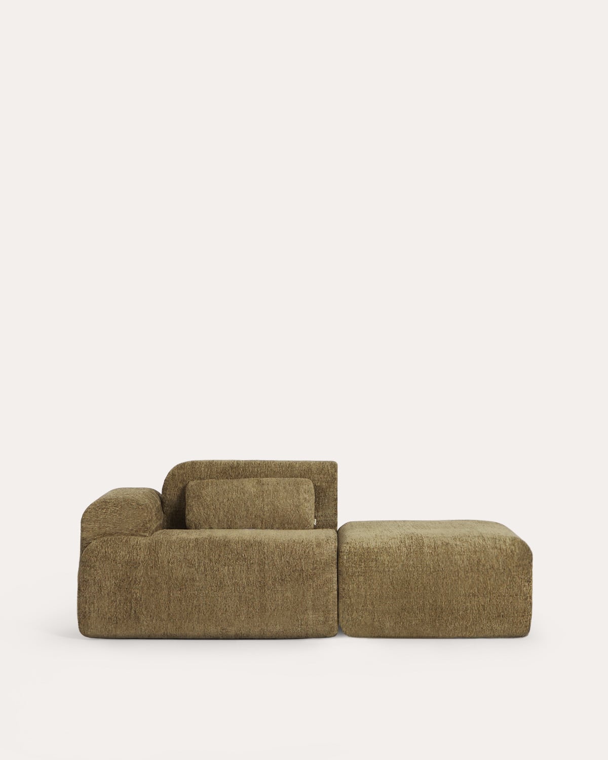 Sillón modular esquinero envasado al vacío con módulo puff de tela Rhys, imagen de galer&iacute;a 1