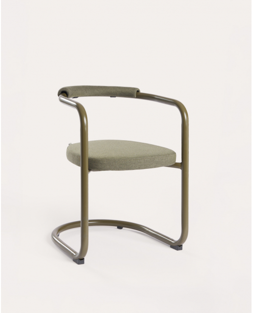 Silla de Comedor de Metal y Tela Aryo - Verde Nori