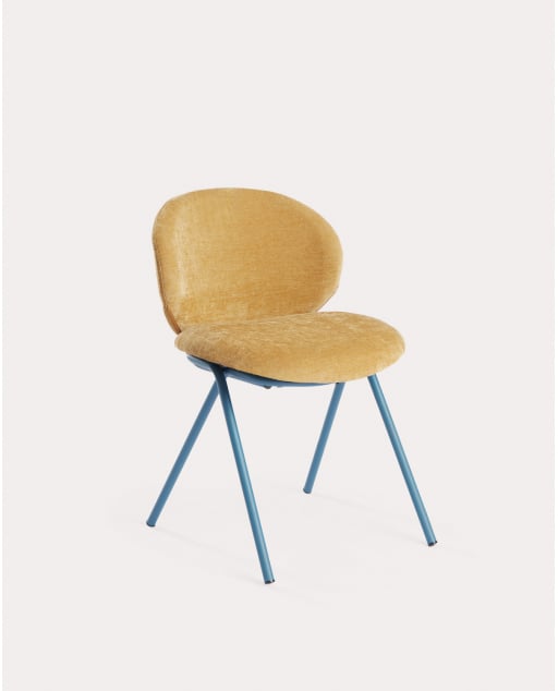 Silla de comedor de metal y tela Mirabal