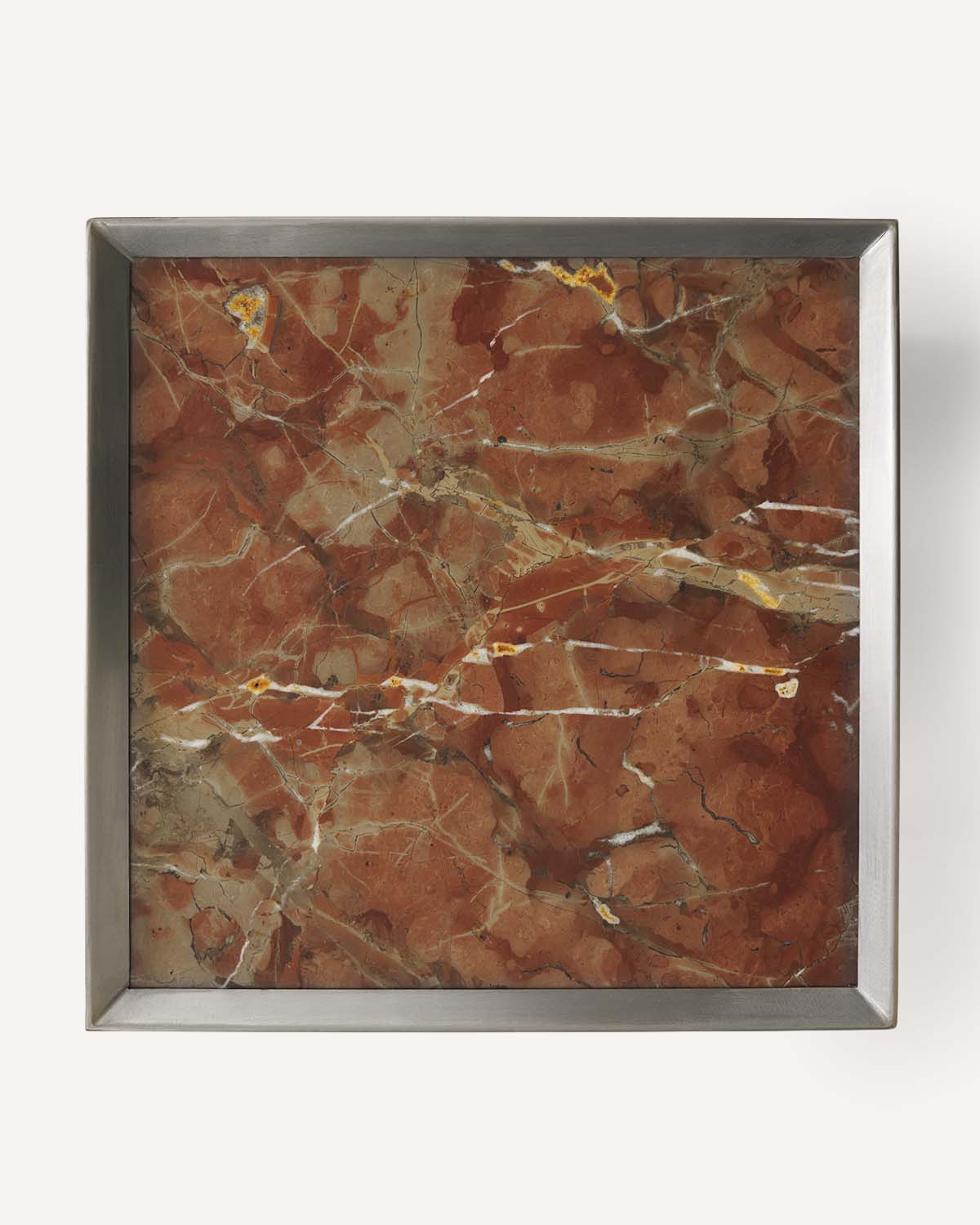 Mesa Auxiliar Cuadrada de Acero Inoxidable y Mármol (35x35 cm) Imogen, imagen de galer&iacute;a 5