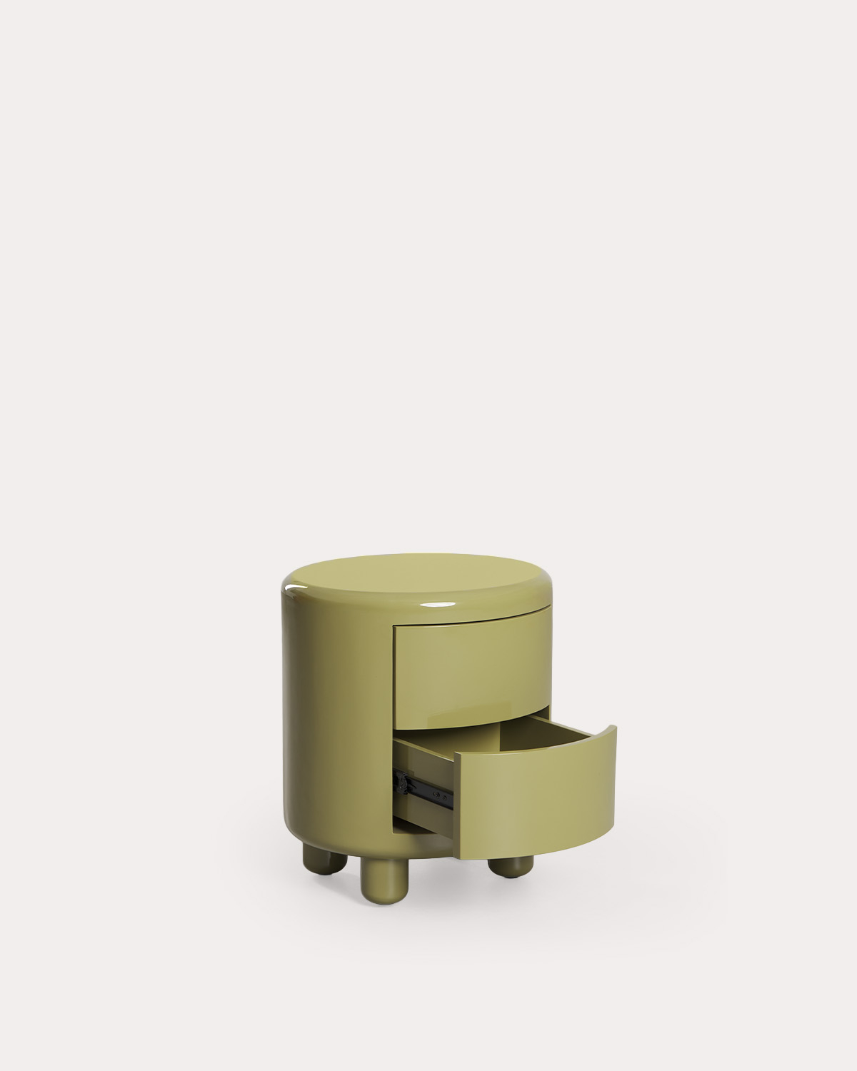 Mesa auxiliar ovalada con 2 cajones 45x40 cm de madera Oyku, imagen de galer&iacute;a 3
