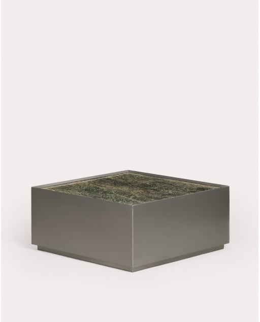 Mesa de centro cuadrada 80x80 cm de acero inoxidable y mármol Imogen - Mármol Verde Forest