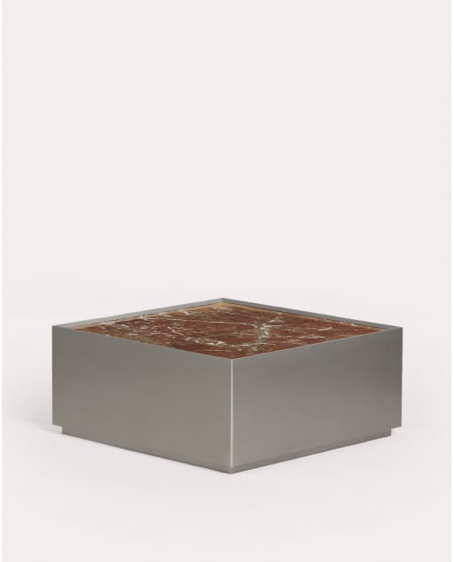 Mesa de Centro Cuadrada de Acero Inoxidable y Mármol (80x80 cm) Imogen
