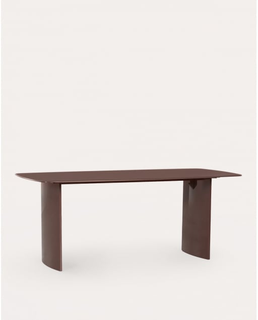 Mesa de comedor rectangular 190x90 cm de cristal y madera Aredea - Marrón Chocolate