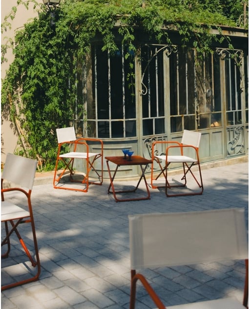 Mesa auxiliar plegable de exterior 50x50 cm de metal Bowye