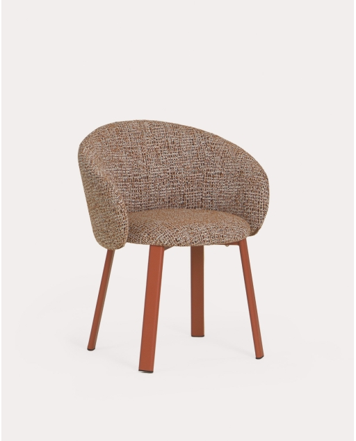 Silla de comedor de tela y metal Bouviet - Naranja Terra