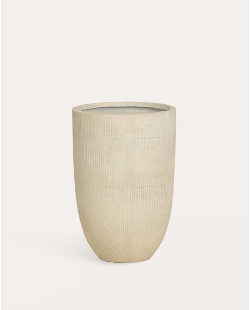 Macetero Redondo de Cemento Alto (Ø40 cm) Potos - Beige Seashell