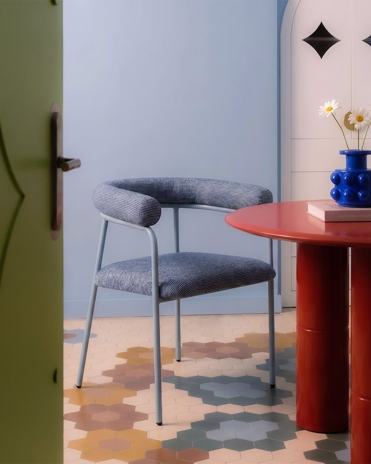 Silla de comedor de metal y tela Eiprel, imagen de galer&iacute;a 2