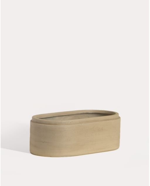 Macetero ovalado 45x23 cm de cemento Bieito - Beige Seashell
