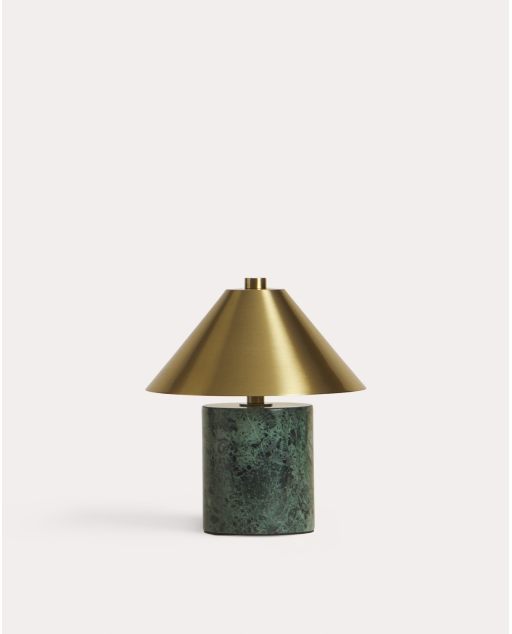 Lámpara de mesa led inalámbrica para exterior de mármol y metal Obely - Mármol Verde Udaipur
