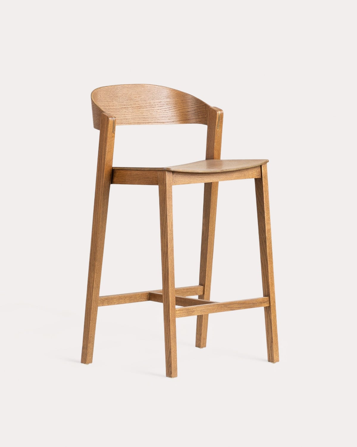 Pack 4 taburetes altos de madera de roble Laly, imagen de galer&iacute;a 1