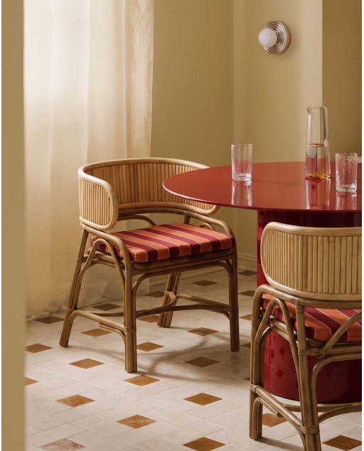 Silla de comedor de ratán natural Dozza
