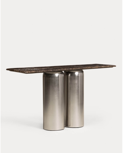 Consola recibidor rectangular 140x40 cm de mármol y metal Byden