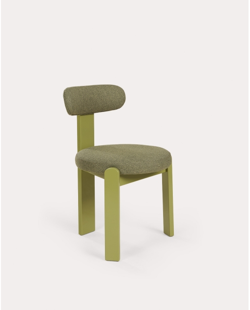 Silla de comedor de madera de roble y tela Leira - Verde Olive