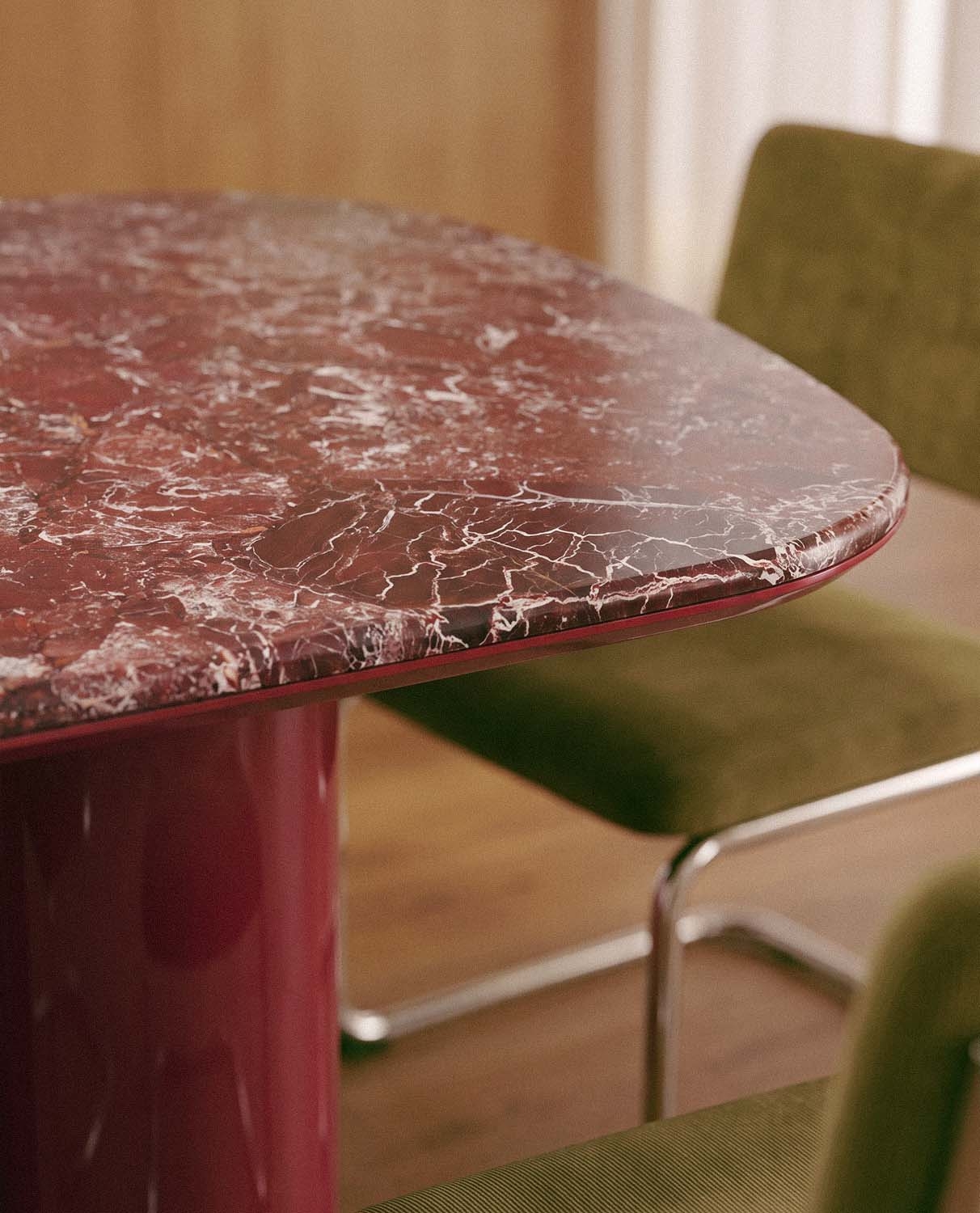 Mesa de comedor rectangular 220x100 cm de mármol y madera Basty, imagen de galer&iacute;a 3