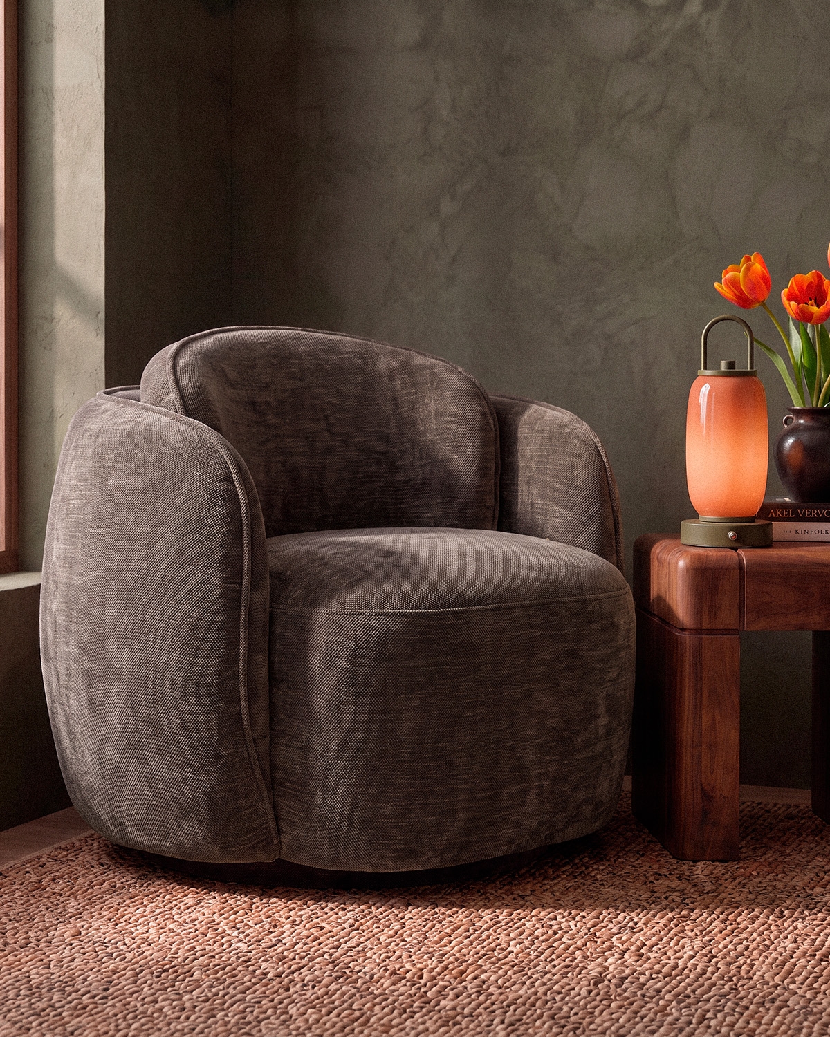 Sillón giratorio de tela Rogan, imagen de galer&iacute;a 2