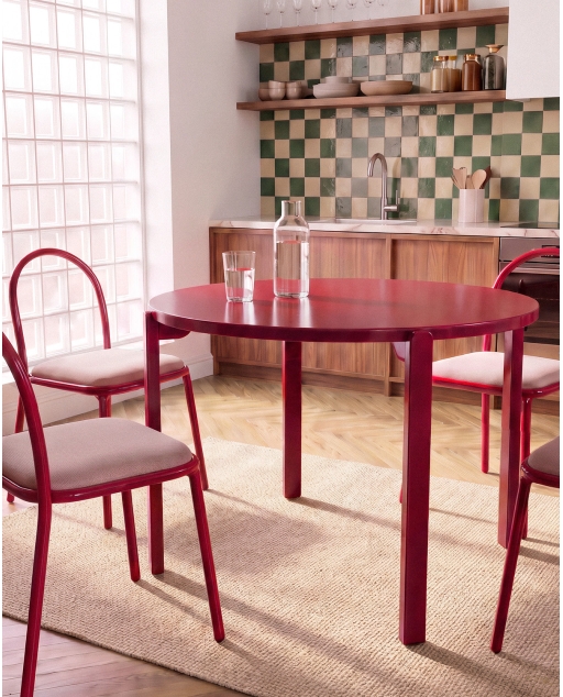 Mesa de comedor redonda Ø100 cm de madera y metal Biterit