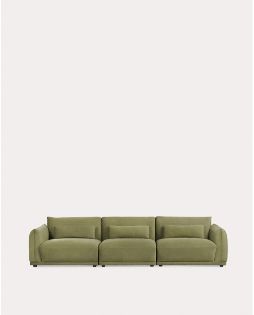 Sofá modular 3 piezas con 2 módulos esquinero y módulo central de tela Choisy - Verde Nori