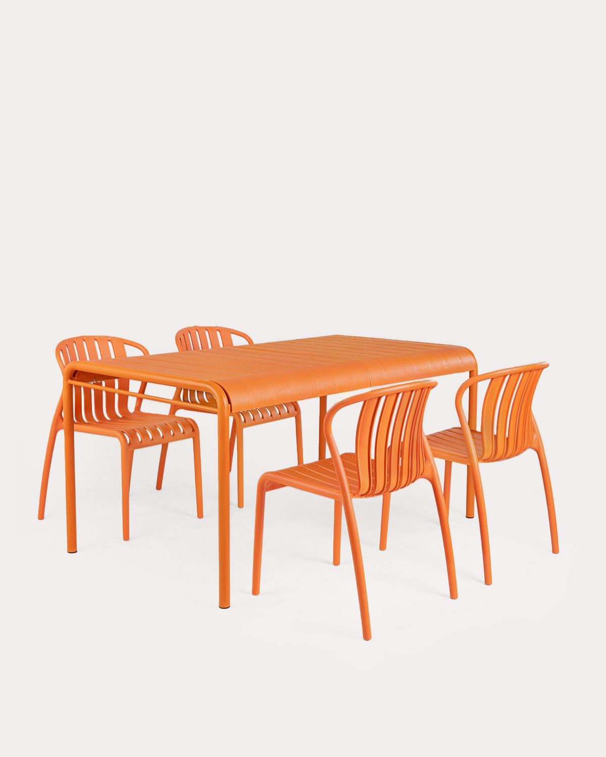 Set de mesa rectangular 153x90 cm y 4 sillas de polipropileno de exterior Baztan, imagen de galer&iacute;a 1