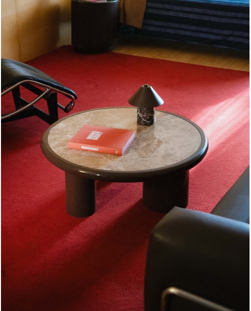 Mesa de centro redonda Ø90 cm de mármol y madera Hellie