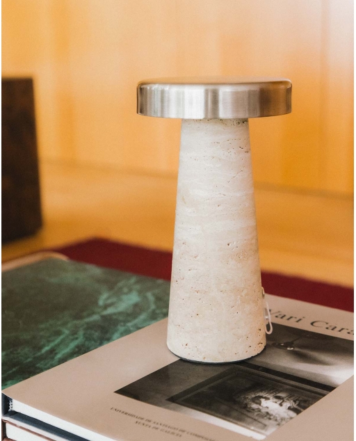 Lámpara de mesa led inalámbrica de mármol y metal Mysha