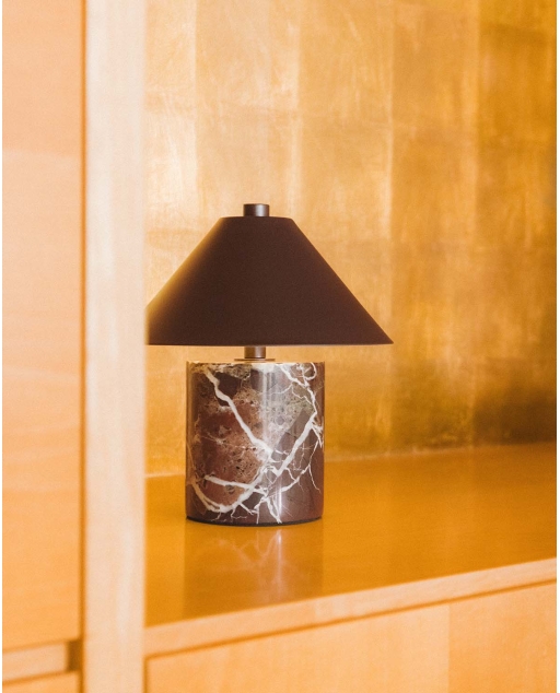 Lámpara de mesa led inalámbrica de mármol y metal Obely