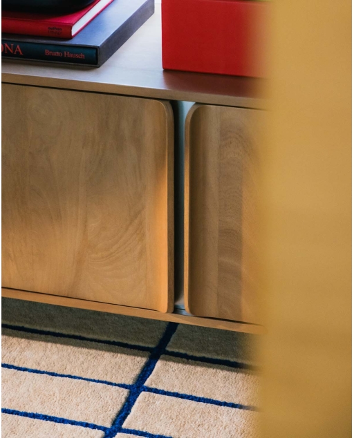 Mueble de TV con 6 puertas de madera de mango y metal Mhuan