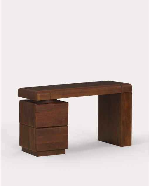 Escritorio rectangular 120x50 cm de madera de mango con 2 cajones Thalia