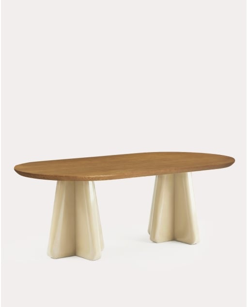 Mesa de comedor ovalada 220x110 cm de madera Roxenna