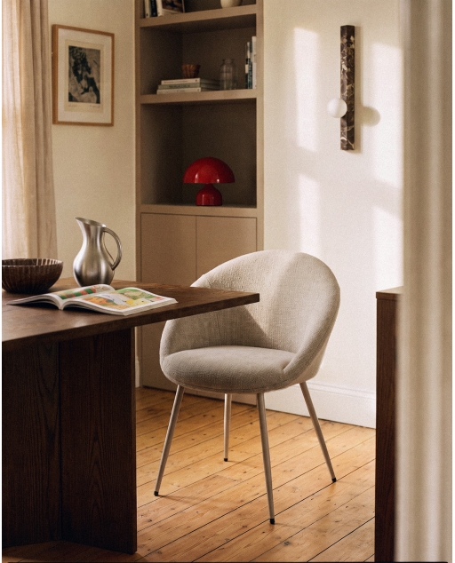 Silla de comedor de tela y metal Seyche