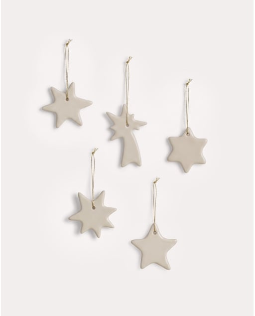 Set de 5 estrellas adorno de Navidad de dolomita Saora