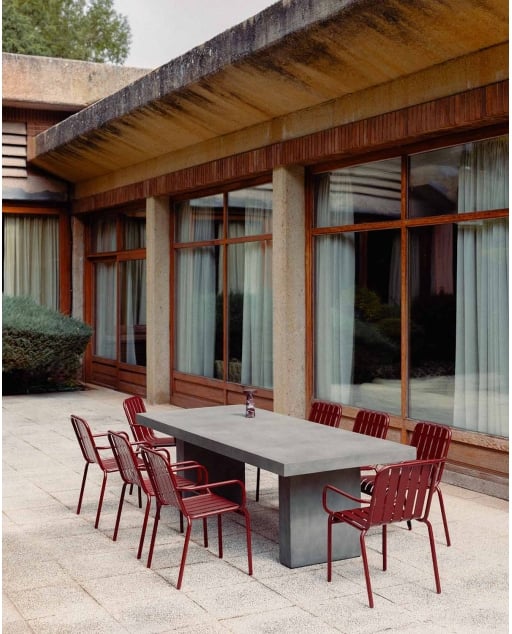 Mesa de exterior rectangular 245x100 cm de cemento Itxaso