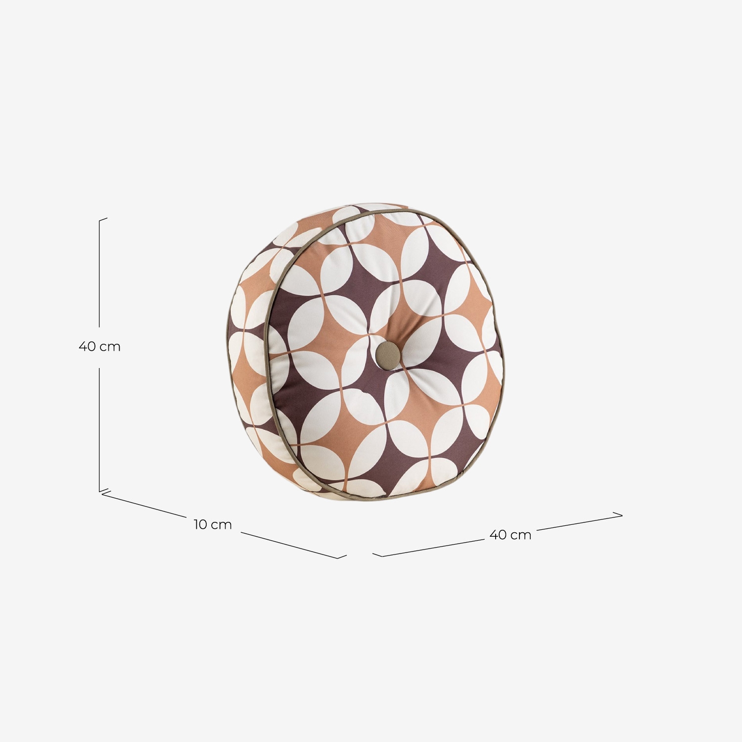 Cojín de exterior redondo Ø40 cm de tela Edimbra, medidas