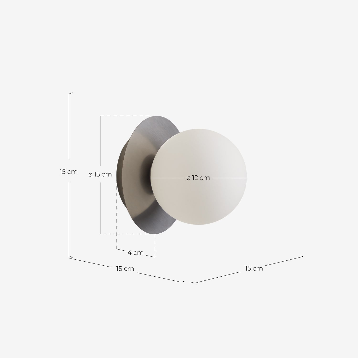 Aplique de Pared de Metal Kabil, medidas