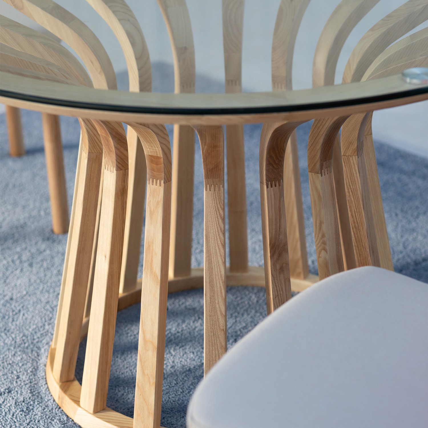 Mesa de Comedor Redonda en Madera y Cristal (Ø120 cm) Roxet - themasie.com