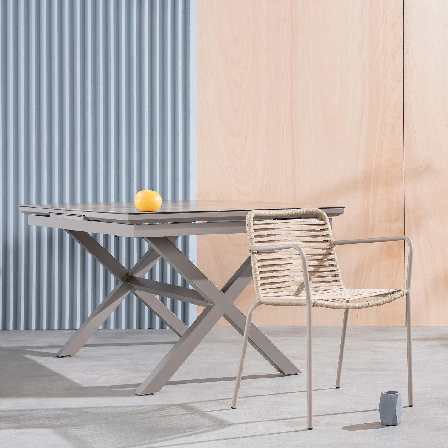 Mesa de Comedor Extensible en Aluminio y Cristal (160-210x100 cm) Orson