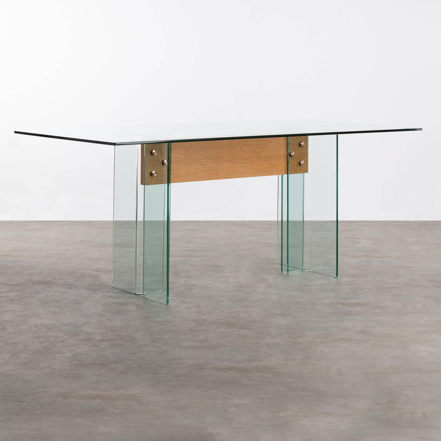 Table de Salle à manger Rectangulaire en Verre Trempé et MDF (180x90 cm) Marsali, image de la gelerie 1