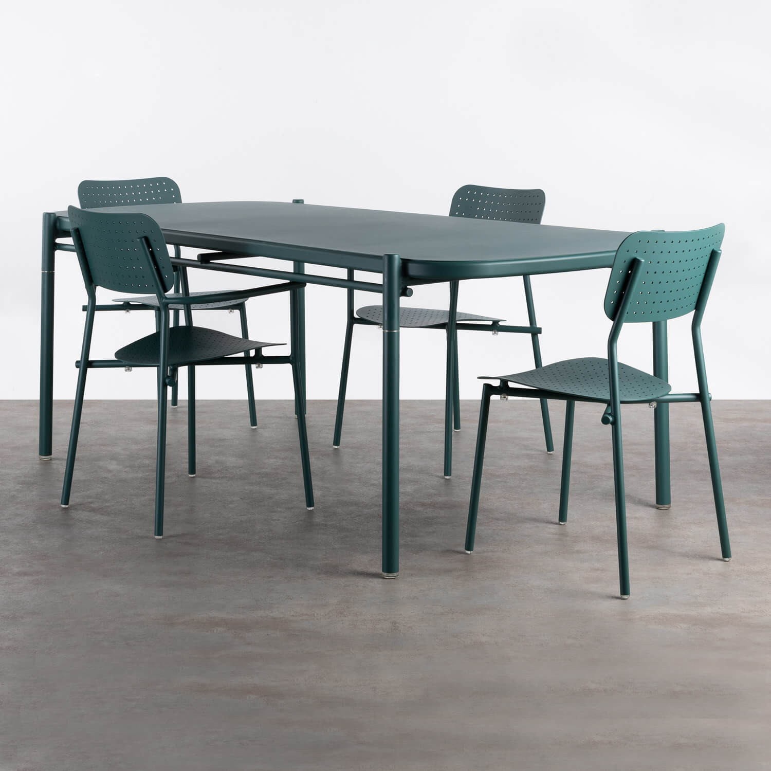 Set de Jardin en Aluminium 1 Table (198,5x103 cm) et 4 Chaises Keri, image de la gelerie 1