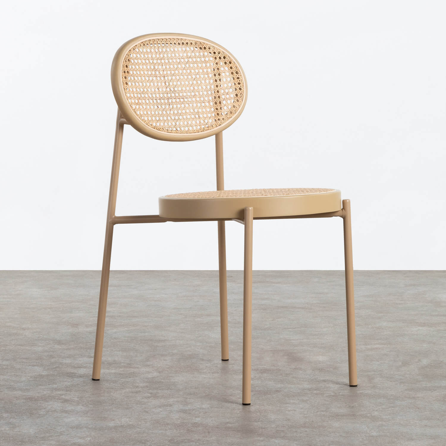 Chaise de Salle à Manger en Rotin Naturel et Métal Vili