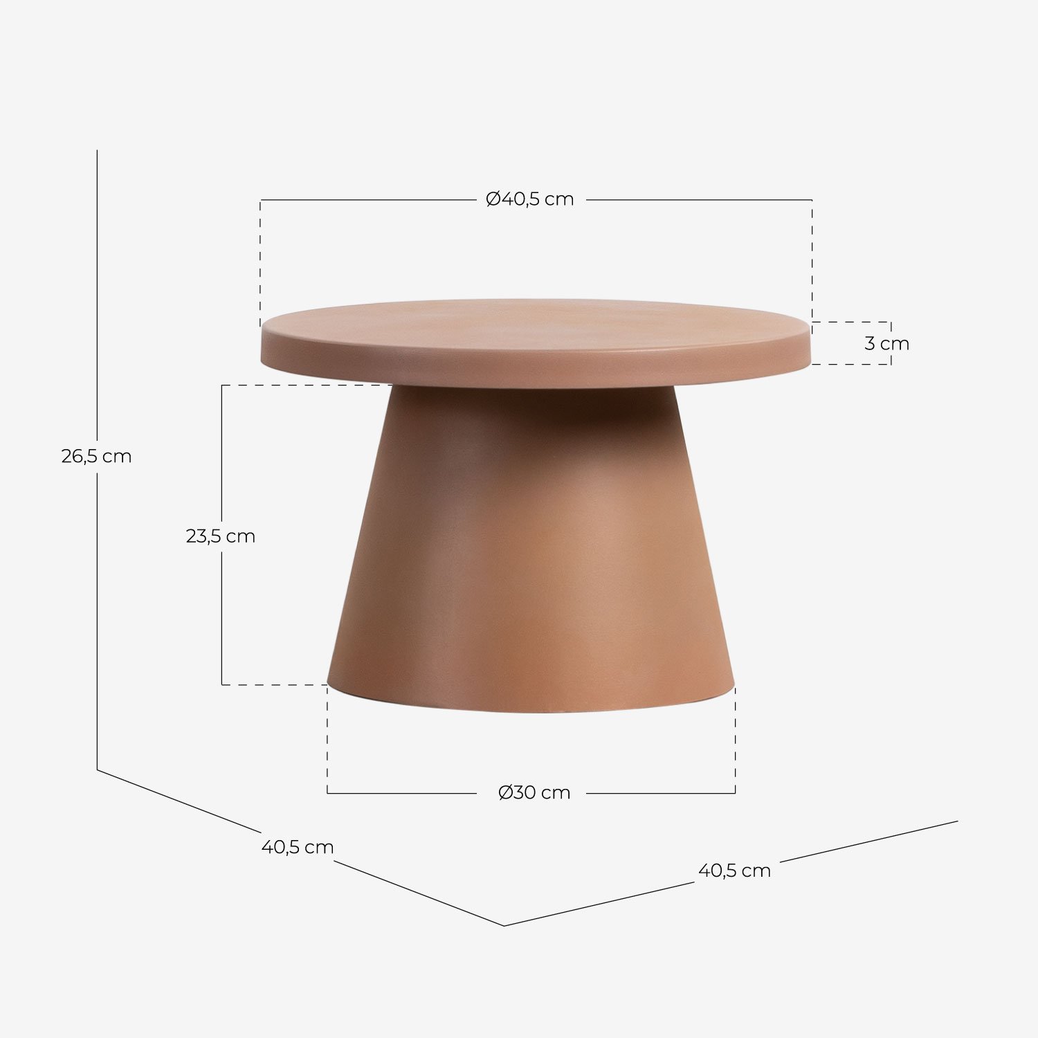 Table d'Appoint Ronde en Métal (Ø40,5 cm) Buisel, dimensions