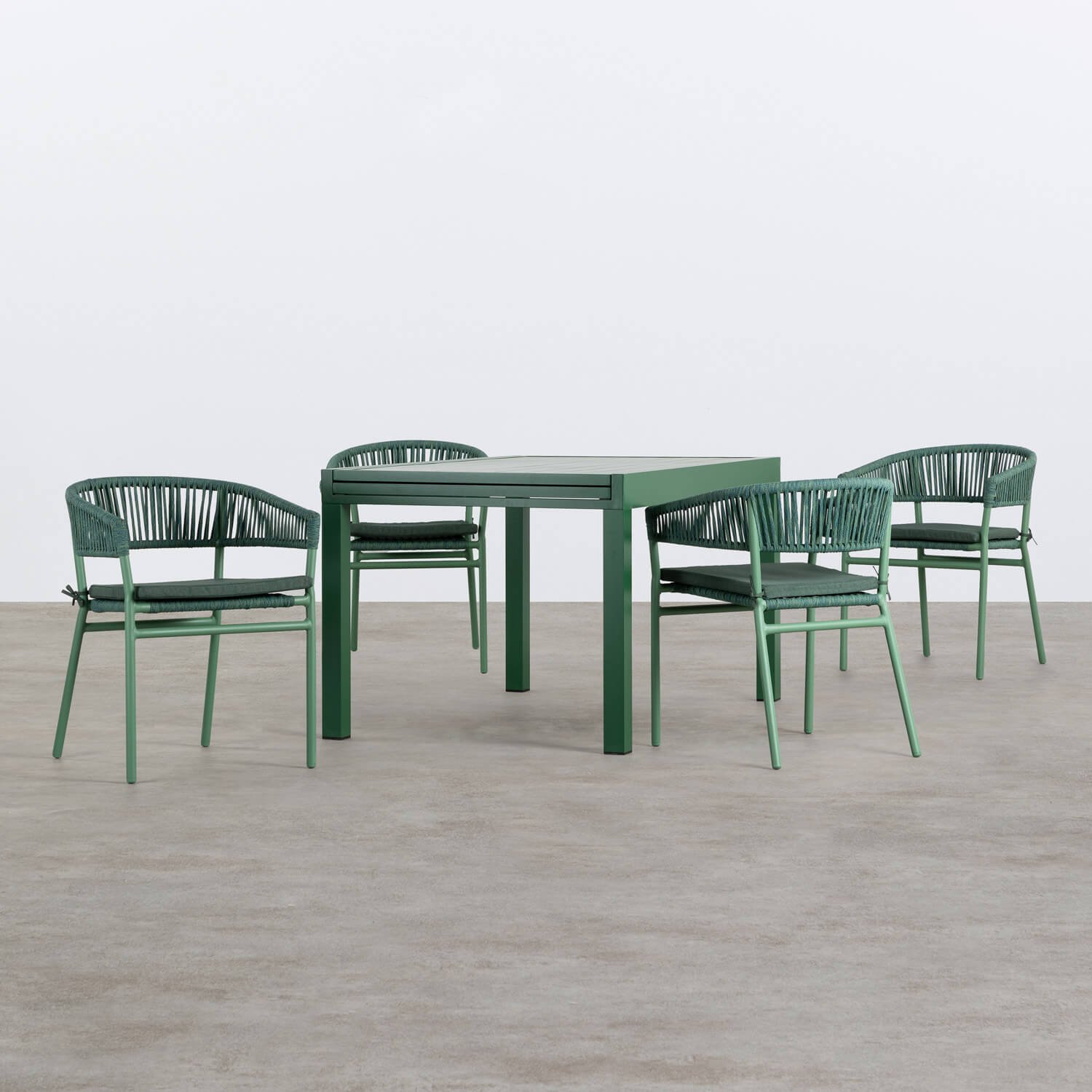 Set de Table  Extensible Paradise et 4 Chaises avec Accoudoirs en Aluminium Keila, image de la gelerie 1